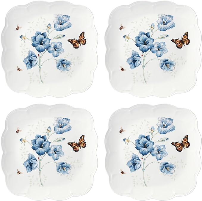 Lenox 894309 Butterfly Meadow Square 4-Piece Dinner Plates by Lenox