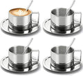 ZENFUN 4 Pack 6.8 oz Coffee Cups Set, 18/8 Stainless Steel Espresso Cup by ZENFUN