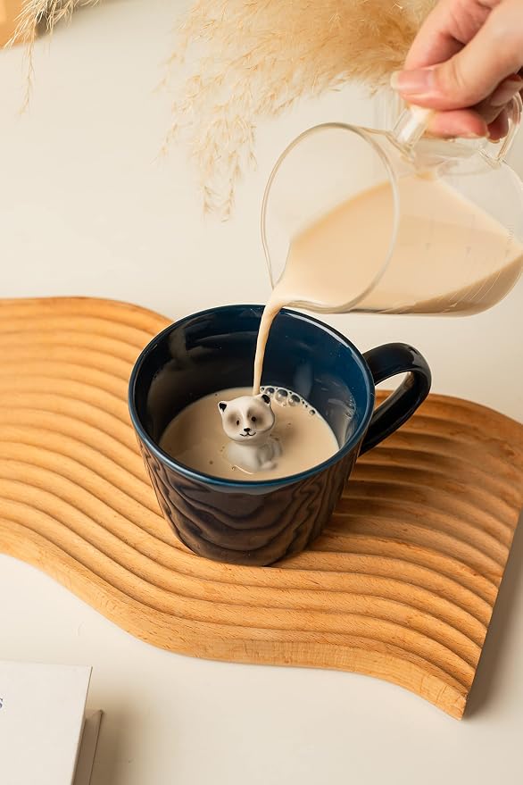 DIHOclub Racoon Ceramic Cup Hidden 3D Animal Inside Mug, Cute Cartoon Handmade - Image 7