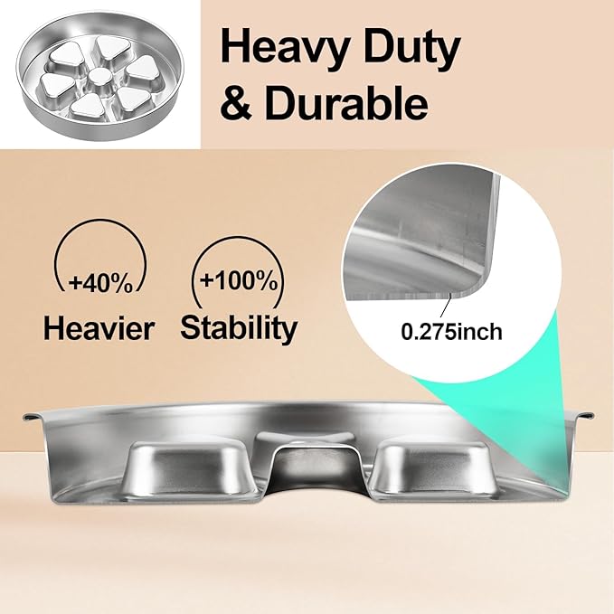 Kactoily Stainless Steel Slow Feeder Dog Bowl, 3 Cup Heavy Duty Slow Eating Bowl, Deep Maze & Non-Slip Base for Large & Medium Dogs, Dishwasher Safe