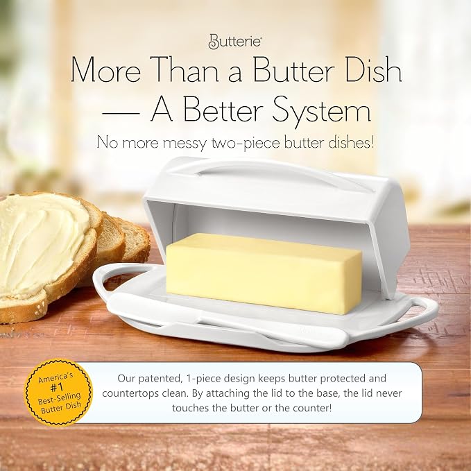 Flip Top Butter Dish with Attached Lid & Matching Knife, 2 Pack - Image 2