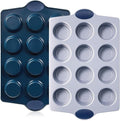 BRONYPRO Ceramic Muffin Pan, 12-Cup Nonstick Aluminized Steel Cupcake Pans by Bronypro