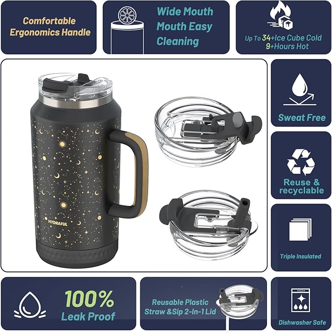 Hydraful 64 oz Tumbler with Handle and Straw - Image 3