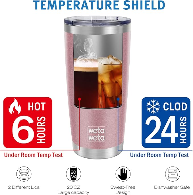 WETOWETO 20oz Insulated Stainless Steel Coffee Mug, Double Wall Vacuum Travel - Image 5