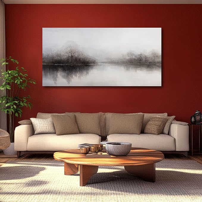 CHUDANHAO Wall Art for Living Room Large Wall Decor Abstract Pictures Black And White Artwork Landscape Poster Art for Home Office 24"x48"