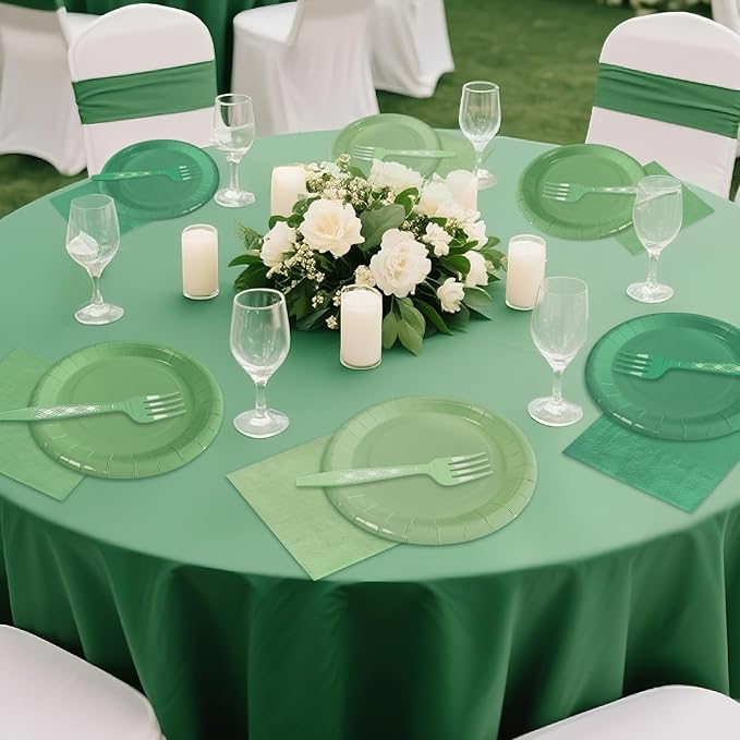 Serves 35 Guests Gradient Sage Green Plates and Napkins Party Supplies,7" Gradient Sage Green Birthday Dessert Paper Plates and Napkins,Disposable Party Dinnerware for Wedding,Graduation