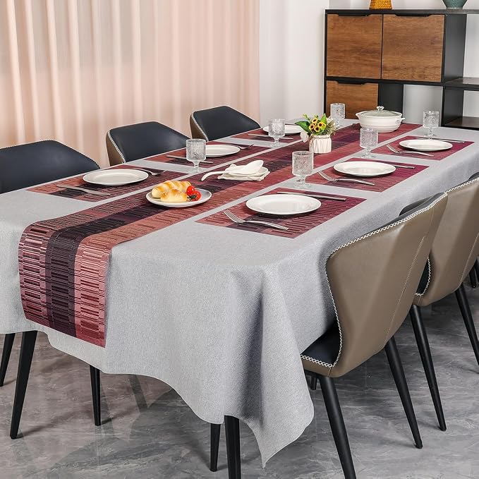 Table Runner 71 Inches Long, Vinyl Woven Farmhouse Table Runners | Washable - Image 6
