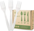 Compostable Fork, 100 Biodegradable Silverware by HERLLY