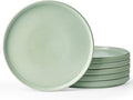 famiware Star Dinner Plates for 6, 10 inches Plate Set, Scratch Resistant, Stoneware Dinnerware, Kitchen Modern Rustic Serving Dishes, Matte Green