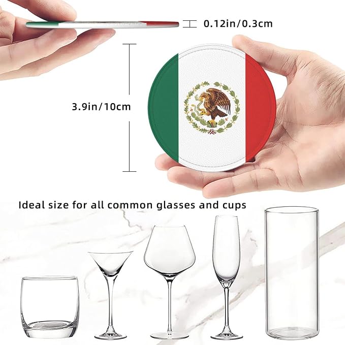 6 Pack Mexico Flag Leather Coaster - Image 4