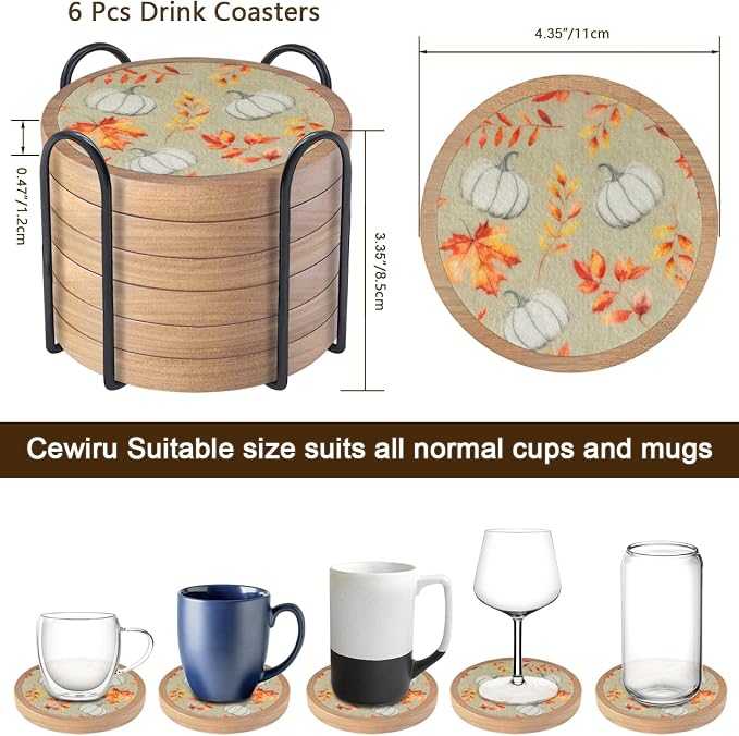 Pumpkins Coaster Set of 6 Cewiru Halloween Coasters - Image 6