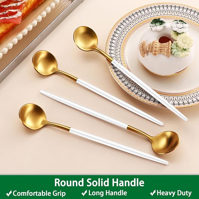 9 Inches Satin Gold Stainless Steel 18/10 Iced Teaspoons - Image 5
