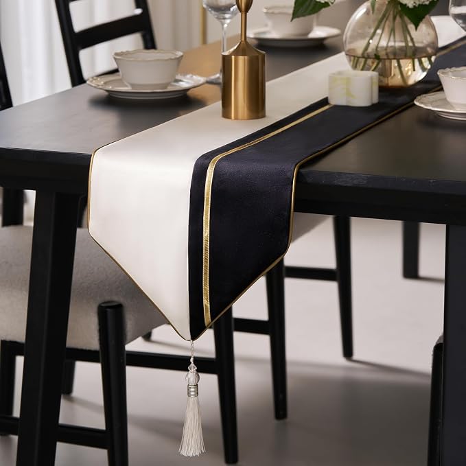 Avigers Table Runner 12 x 78 Inch, Tassels | Faux Silk double-layer accent by Avigers