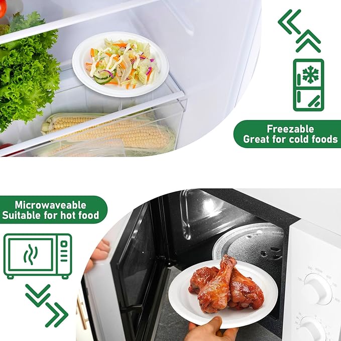 Small Plates Disposable, 6 Inch Paper Plates Bulk Heavy Duty, Compostable, White, 500 Count