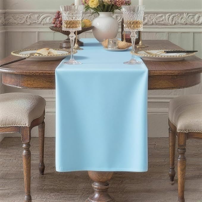 Baby Blue Table Runner, Waterproof Washable Runners 48 Inches Long | Reusable by KAIPHO