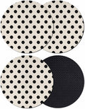 Wave Point Black Coasters Set of 4, Modern Minimalist Geometric on Linen Soft by PIEPLE