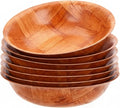 6-inch Wooden Serving Bowl, Set Of 6 | Round | Stackable | EZ To Wash | Great For Salads, Fruits, Snacks, And More [6PK]