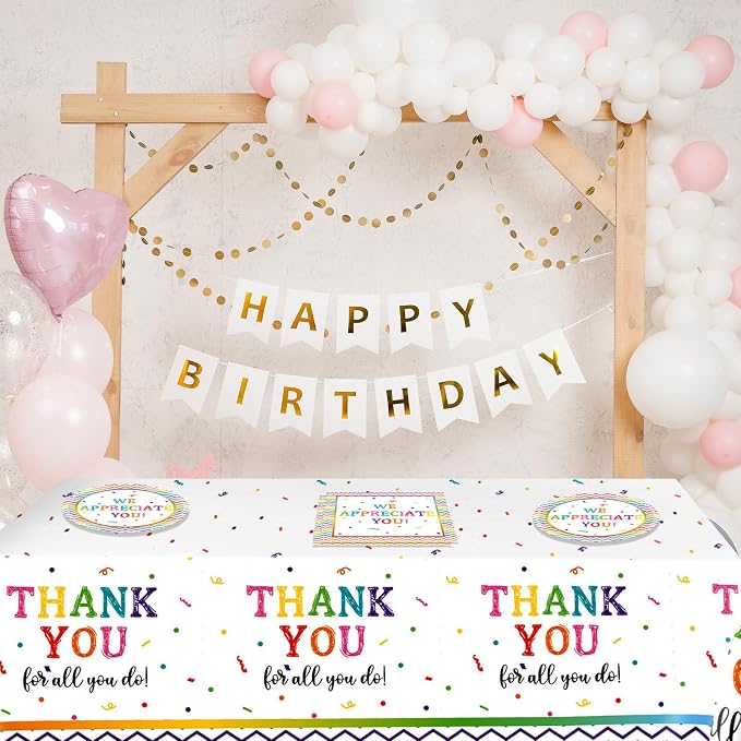 41Pcs We Appreciate You Decorations Rainbow Color Thank You Themed Tableware - Image 7