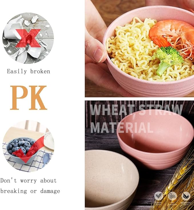 Eco-friendly Wheat Straw Bowls, 4.7 inches mini Snacks Bowl Sets,Unbreakable Natural Non-Toxin mini Bowls for Fruits, Microwave Dishwasher safe BPA FREE set of 5.