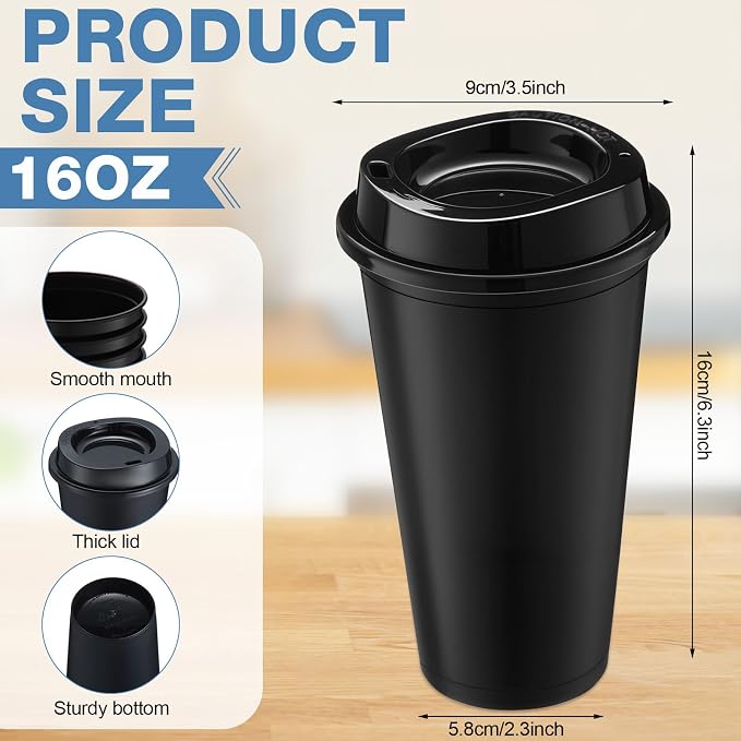 Honeydak 66 Pack 16 oz Reusable Coffee Cups - Image 3