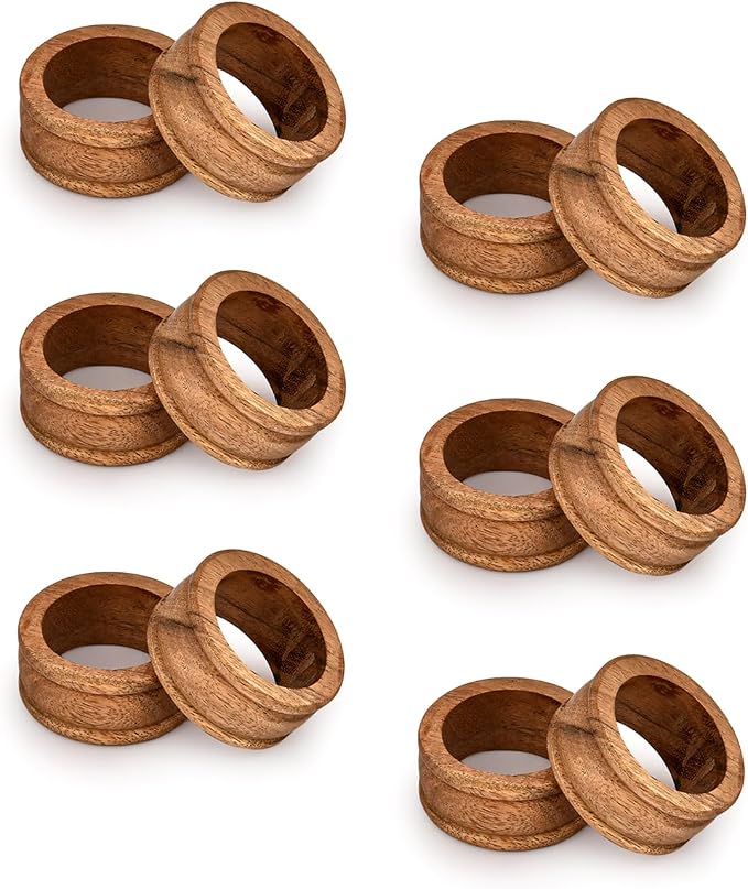 Napkin Rings Acacia Wood Set of 12 - Image 2