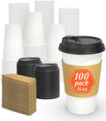 Dealusy 100 Pack 16 oz Disposable Coffee Cups by Dealusy