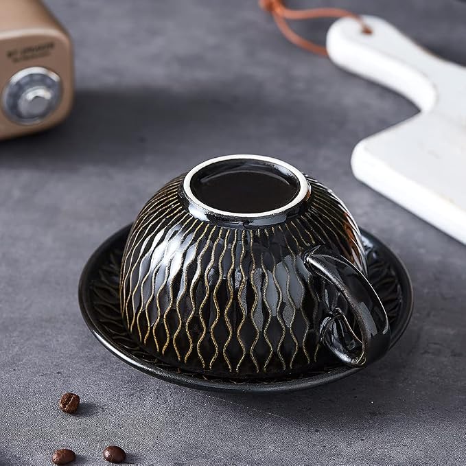 Coffeezone Vintage Design 12 oz Ceramic Latte Art Cappuccino Barista Cup - Image 4