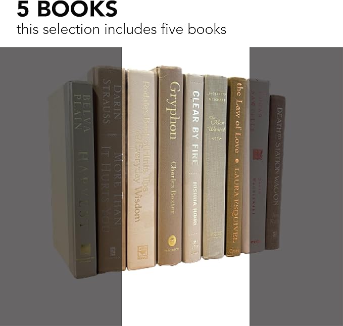 Real Books by Color® (Set of 5, Neutral) Decorative Bookshelf Home Decor Shelf Styling Photo Prop