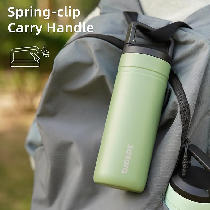 BJPKPK Insulated Water Bottle with 2 Lids,20 oz Double Wall Stainless Steel Vacuum Tumbler Travel Coffee Mug,Wide Mouth Thermal Cup,Peach