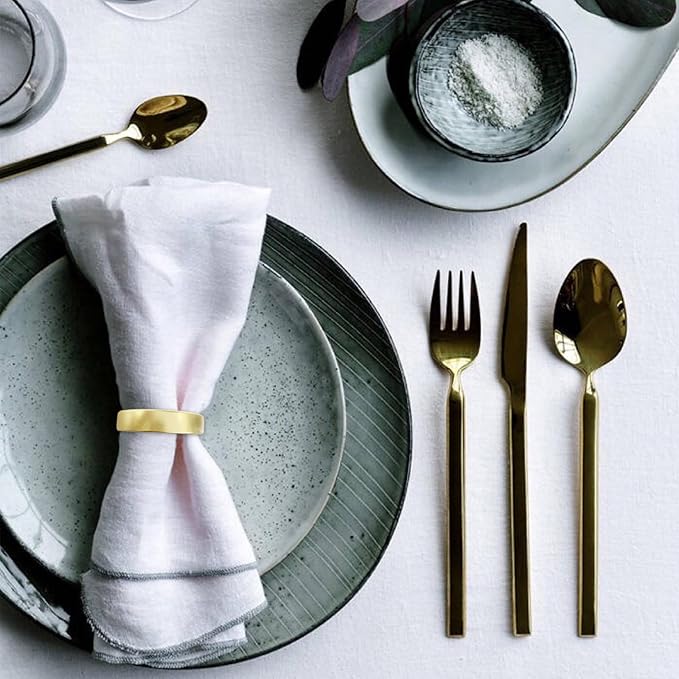 Cuff Brushed Gold Napkin Rings Set of 120, Modernist Napkin Ring Holder for Wedding, Banquet, Metallic Adornment for Table Settings, Glossy Serviette Buckles Decor
