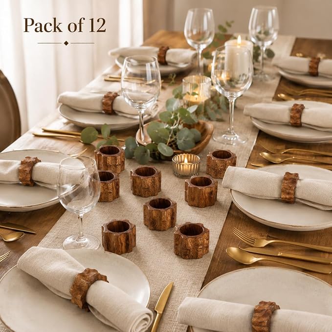 Wooden Napkin Rings Set of 12 - Image 6