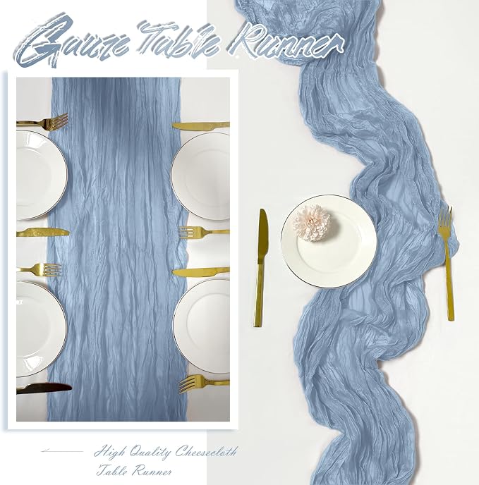 15 Pack Dusty Blue Cheesecloth Table Runner 17 x 108 inch Cheese Cloth Table - Image 6