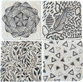 Black and White Modern Coaster Set of 4, Absorbent Square Coasters by Sunrush