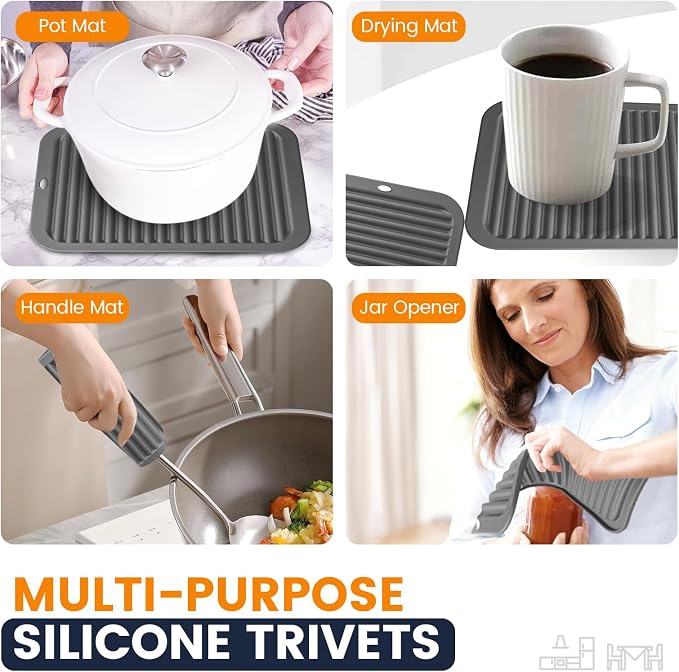 Silicone Trivet Mats 4 Heat Resistant Pot Holders Multipurpose Non-Slip Hot Pads - Image 3