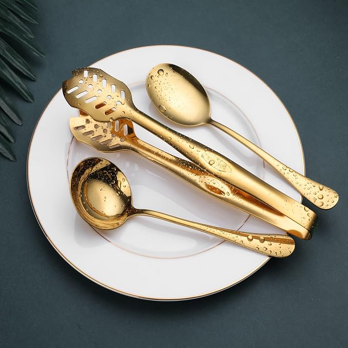 Gold Serving Utensils, OGORI 10-Piece Polished Stainless Steel Gold Serving - Image 6