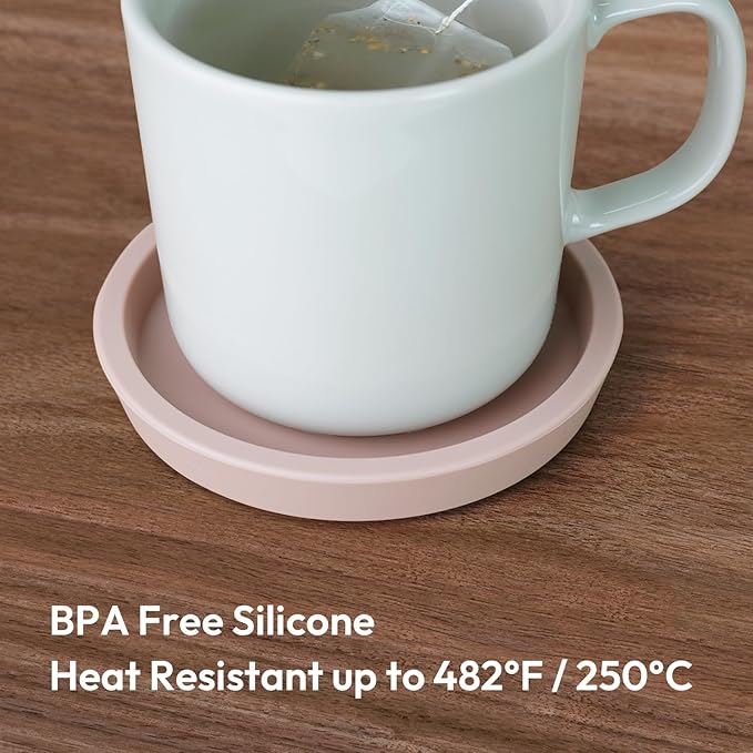 Carrotez Thick Silicone Coasters for Drinks, Round Bulky Cup Coasters for Coffee Table, Desk, Set of 2 - Pink Beige