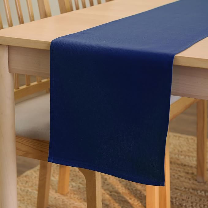 Encasa XO Table Runner, Cotton Canvas Dining Runner 13"x59" | Scotch Blue by EncasaXO