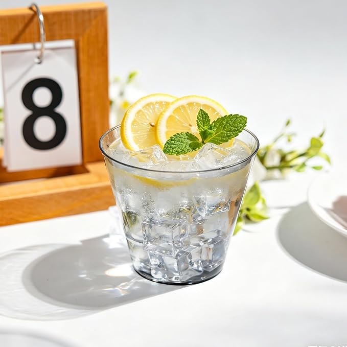 50 Pack 9oz Transparent Black Plastic Cups, Fancy Disposable Cocktail Cup | - Image 3