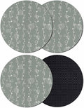 Sage Green Coasters Set of 4, Vintage Minimalist Lines Abstract Art Soft by PIEPLE