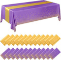 Breling 24 Pack Purple and Gold Disposable Plastic Tablecloths and Satin Table Runner Set, 54 x 108 Inch Tablecloth, 12 x 108 Inch Table Runners for Wedding Graduation Birthday Baby Shower