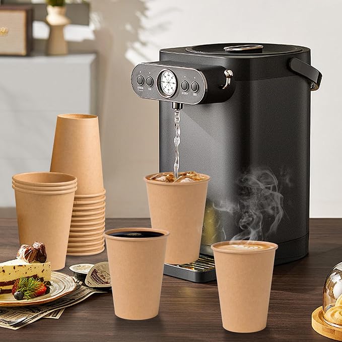 SIUQ 300 Pack 12 oz Kraft Paper Cups, Unbleached Disposable Coffee Cups | - Image 3
