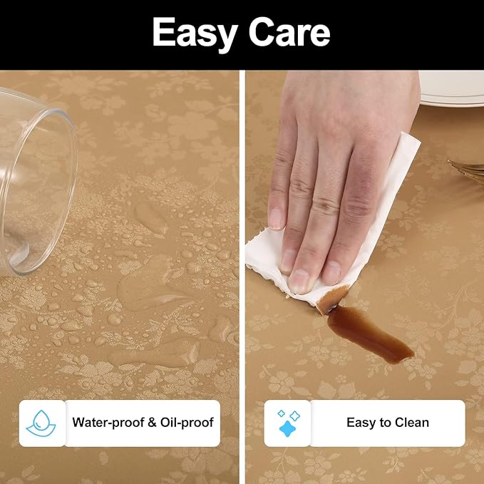 Smiry Rectangle Table Cloth, Waterproof Heavy Duty Vinyl Tablecloths, Wipeable Washable Table Cover for Kitchen and Dining Room (Brown, 70" X 120")