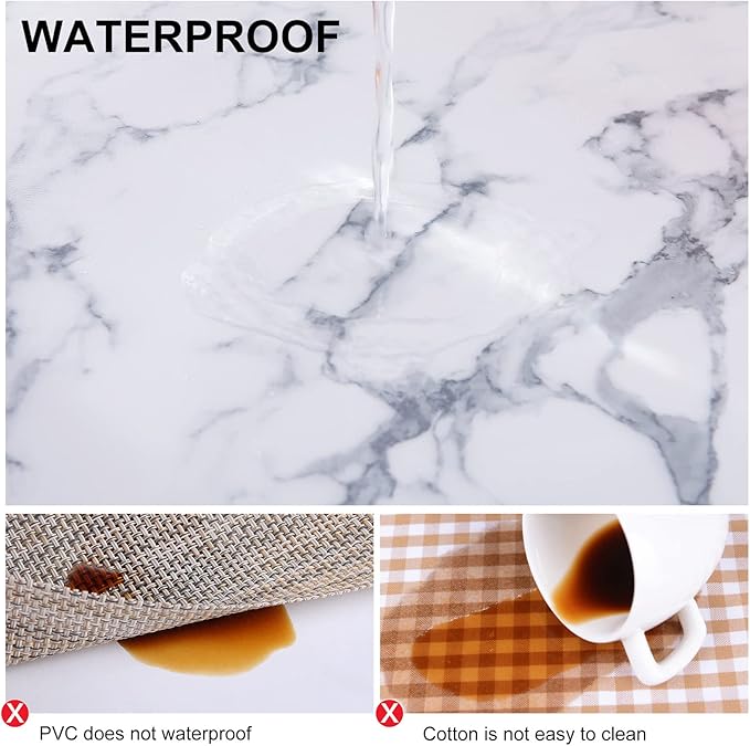 homing Faux Leather Heat Resistant Placemats 6 Packs, Waterproof Wipeable Dining PU Place Mats for Indoor & Outdoor, Easy to Clean, Marble