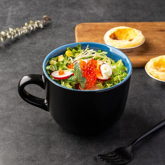 AmorArc 24 oz Soup Mugs with Handles, Jumbo Ceramic Bowls Mugs Set with handles - Image 4