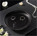 Lolalet Handmade Ceramic Ring Dish Jewelry Tray Plate with Initial, Small Monogram Gift for Her Women Girls Mother, Hostess, Engagement, Bridal Shower, Maid of Honor, Bridesmaid, Birthday, Christmas