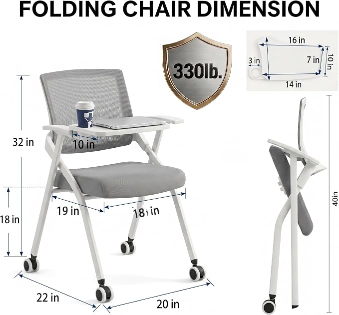 10 Pack Foldable Office Training Chairs - Image 2