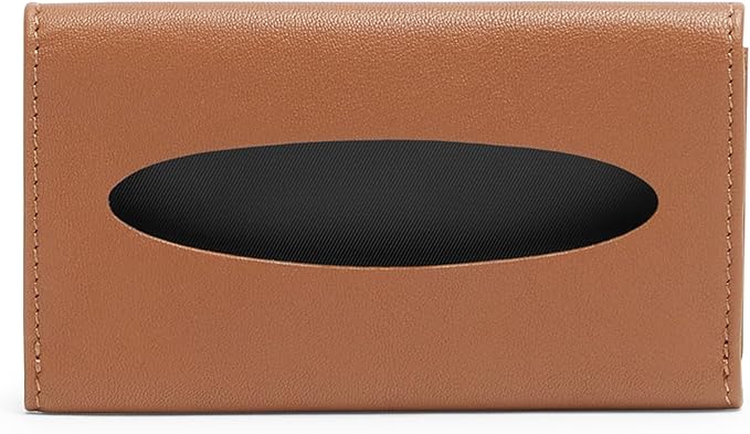 Leatherology Cognac Pocket Tissue Holder – Full-Grain Leather Travel Case with Snap Closure, Fits Standard Tissue Packs – Stylish & Compact Tissue Organizer for On-The-Go