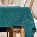 BALCONY & FALCON Small Square Tablecloth Washable Wrinkle Resistant and Water Proof Table Cloth Decorative Linen Fabric Tablecloths for Bedside End Table Bedroom Nightstand (Teal, 23.6x23.6)