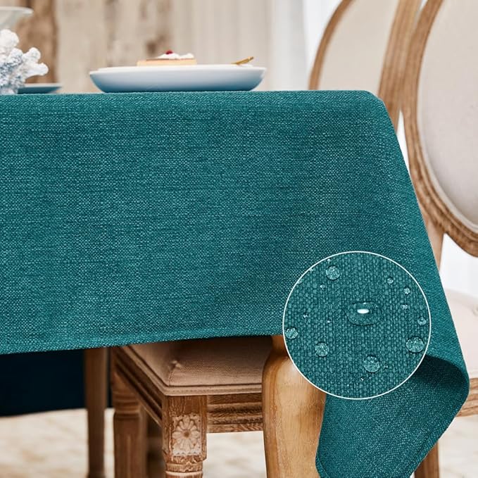 BALCONY & FALCON Rectangle Tablecloth Washable Wrinkle Resistant and Water Proof Table Cloth Decorative Linen Fabric Tablecloths for Dining Parties Kitchen Wedding and Outdoor Use (Teal, 55x95)
