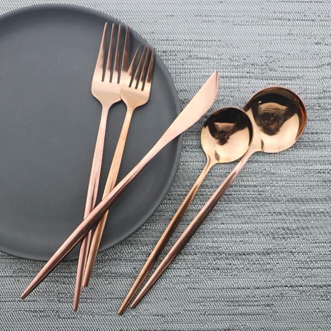 Rose Gold Silverware Set, JASHII 20-Piece Stainless Steel Flatware Cutlery Set - Image 7